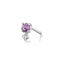 Load image into Gallery viewer, FEBRUARY | Amethyst and White Sapphire Single Earring Earring Charms AURELIE GI White Gold 

