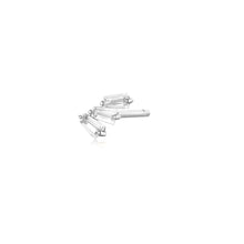 Load image into Gallery viewer, Mona | Baguette Trio White Sapphire Stud Studs AURELIE GI White Gold Single 

