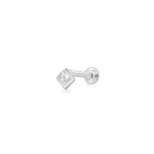 Load image into Gallery viewer, AZTECA | White Sapphire Square Pyramid Single Piercing Earring Studs AURELIE GI White Gold Single 
