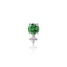 Load image into Gallery viewer, MAY | Green Tsavorite and White Sapphire Single Piercing Earring Earrings AURELIE GI White Gold Single 
