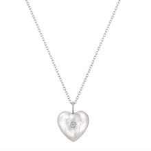 Load image into Gallery viewer, DOLLY| Mother of Pearl &amp; Diamond Reversible Heart Necklace Necklaces AURELIE GI White Gold 
