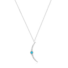 Load image into Gallery viewer, NORA | Turquoise &amp; White Sapphire Crescent Moon Necklace Necklaces AURELIE GI White Gold 
