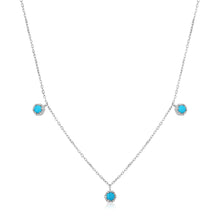 Load image into Gallery viewer, AMINA | Turquoise 3-Stone Station Necklace Necklaces AURELIE GI White Gold 
