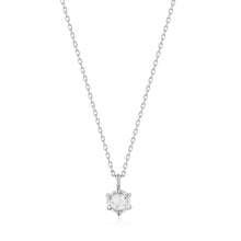 Load image into Gallery viewer, MARILYN | Rose Cut White Sapphire Solitaire Necklace Necklaces AURELIE GI White Gold 
