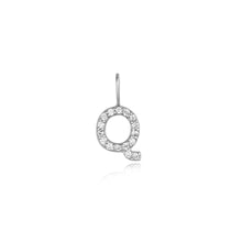 Load image into Gallery viewer, Q | Diamond Initial Charm Necklace Charms AURELIE GI White Gold 
