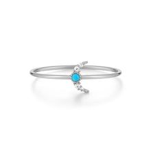 Load image into Gallery viewer, NORA | Turquoise &amp; White Sapphire Crescent Moon Ring Rings AURELIE GI #5 White Gold 
