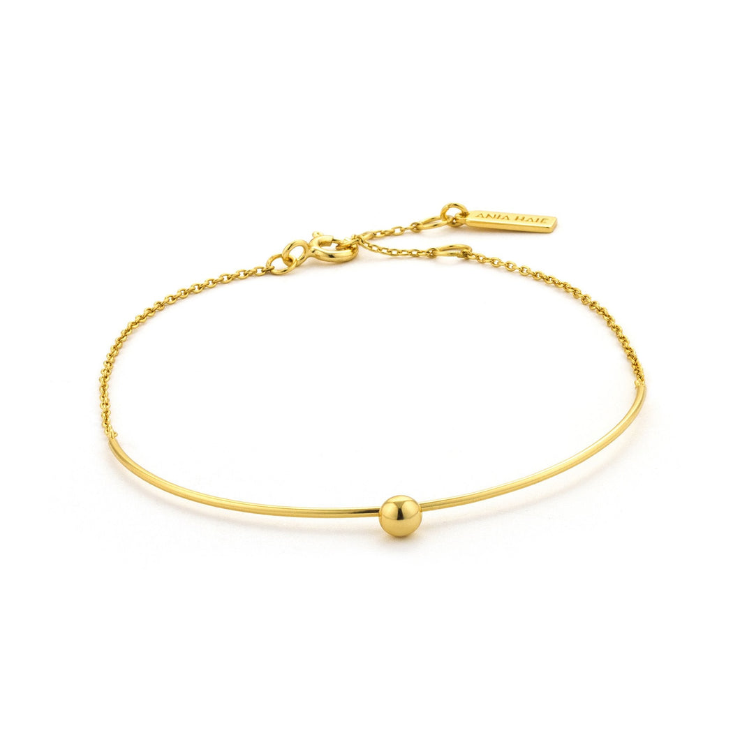 Gold Orbit Solid Bar Bracelet
