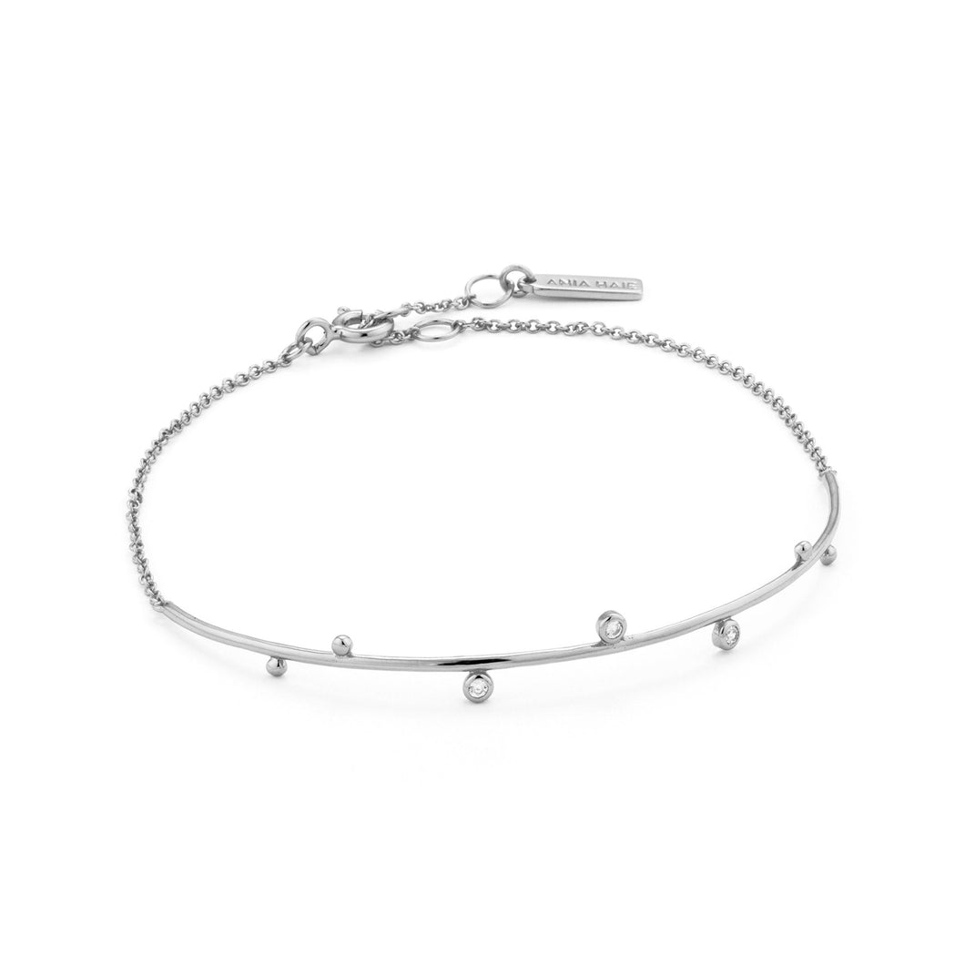 Silver Shimmer Solid Bar Stud Bracelet