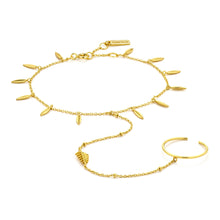 Load image into Gallery viewer, Gold Tropic Hand Chain Bracelet
