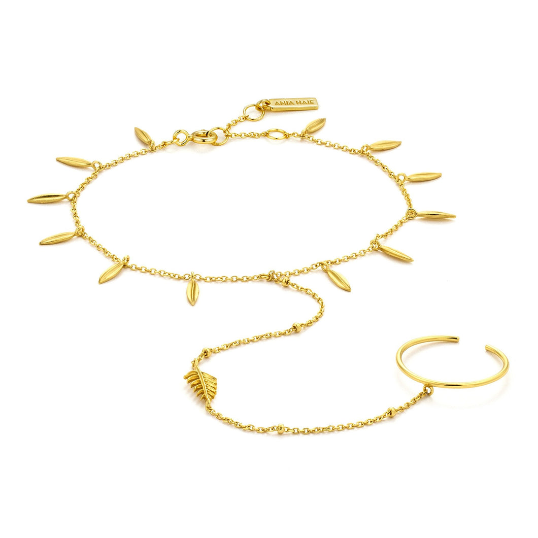 Gold Tropic Hand Chain Bracelet