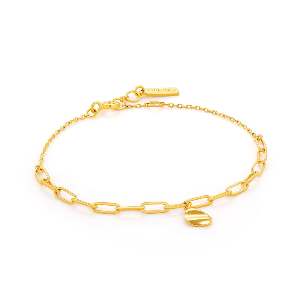 Gold Crush Drop Disc Bracelet