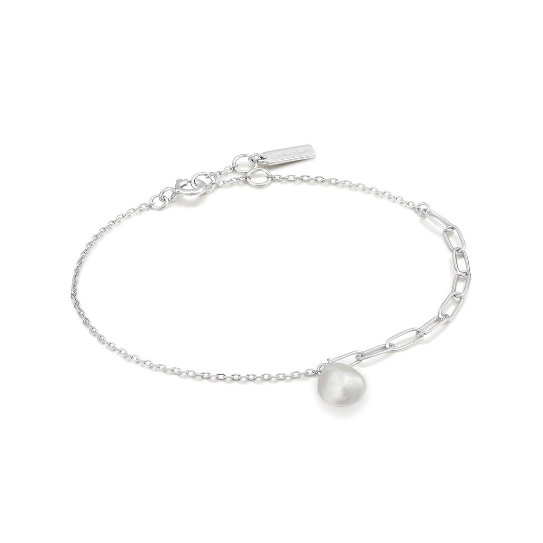 Silver Pearl Chunky Bracelet
