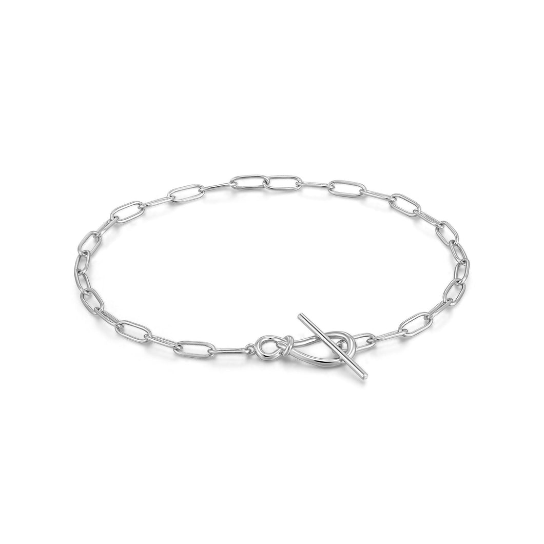 Silver Knot T Bar Chain Bracelet
