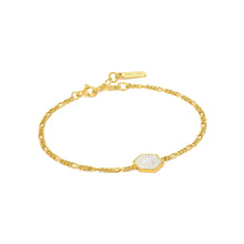 Load image into Gallery viewer, Compass Emblem Gold Figaro Chain Bracelet
