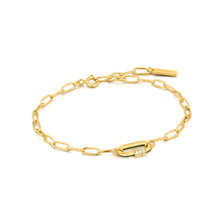Load image into Gallery viewer, Forest Green Enamel Carabiner Gold Bracelet
