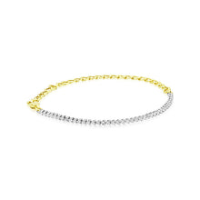 Load image into Gallery viewer, Half Cuban Chain Three Prong Tennis Bracelet
