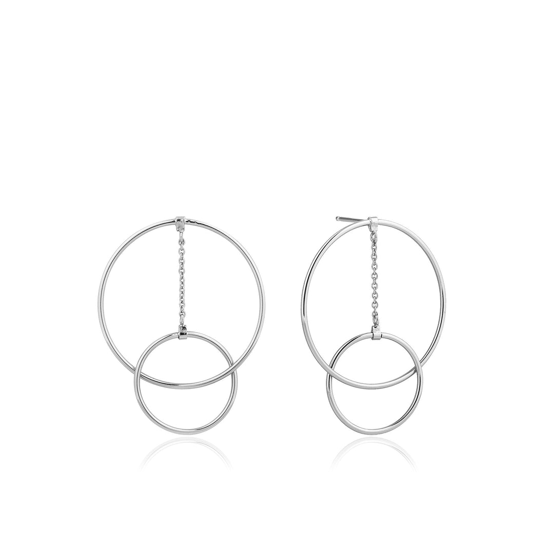 Silver Modern Front Hoop Earrings
