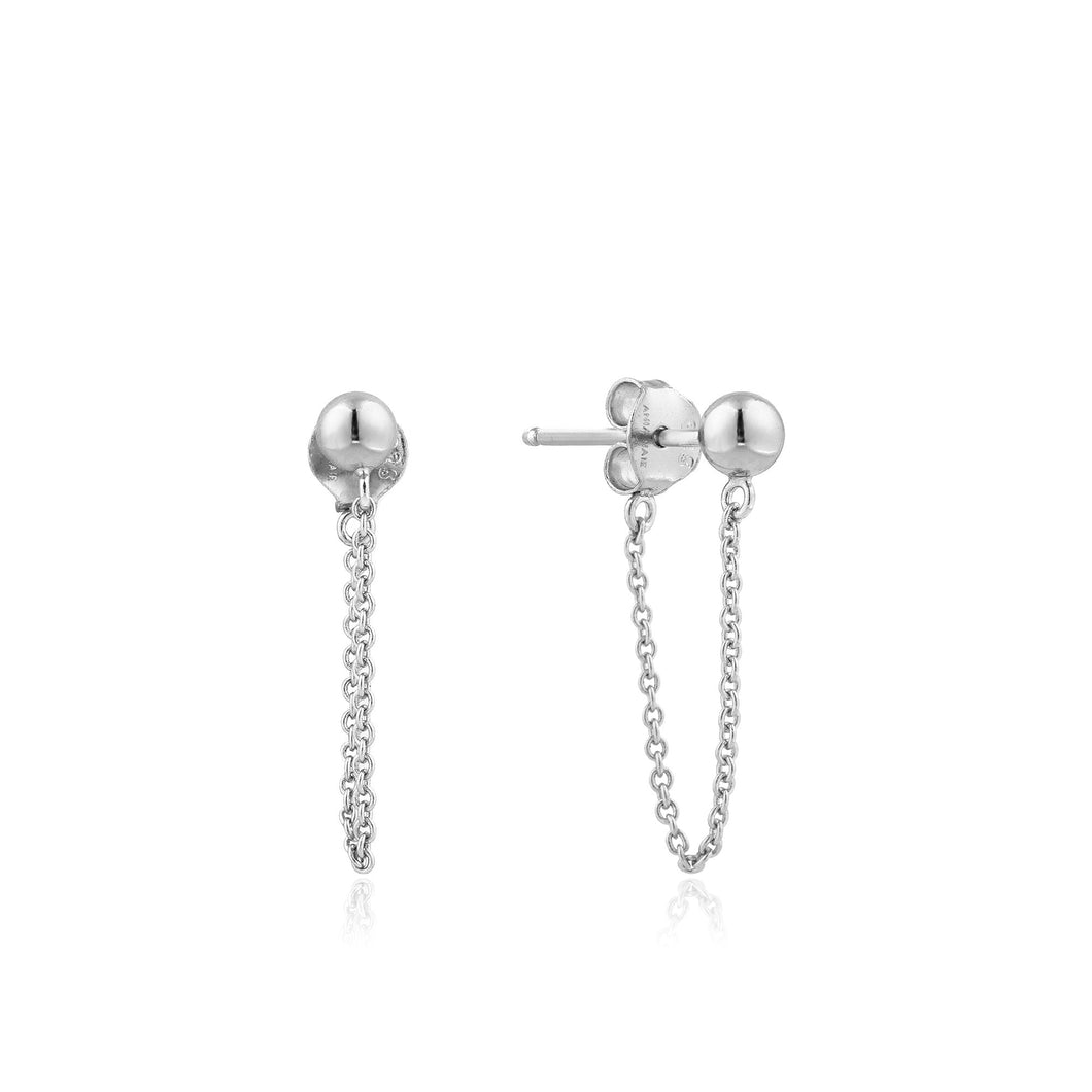 Silver Modern Chain Stud Earrings