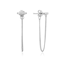 Load image into Gallery viewer, Silver Shimmer Chain Stud Earrings
