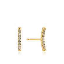 Load image into Gallery viewer, Gold Shimmer Pavé Bar Stud Earrings
