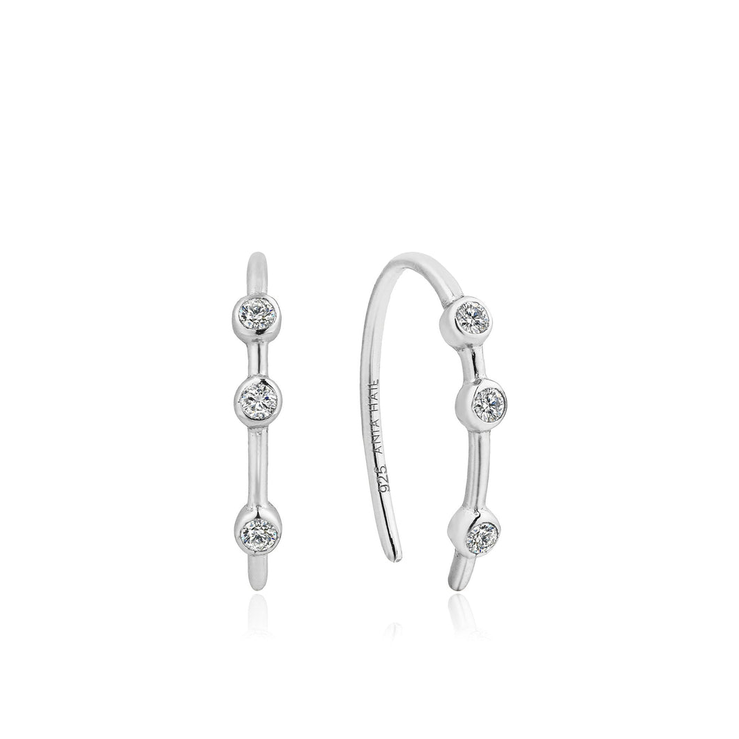 Silver Shimmer Stud Hook Earrings