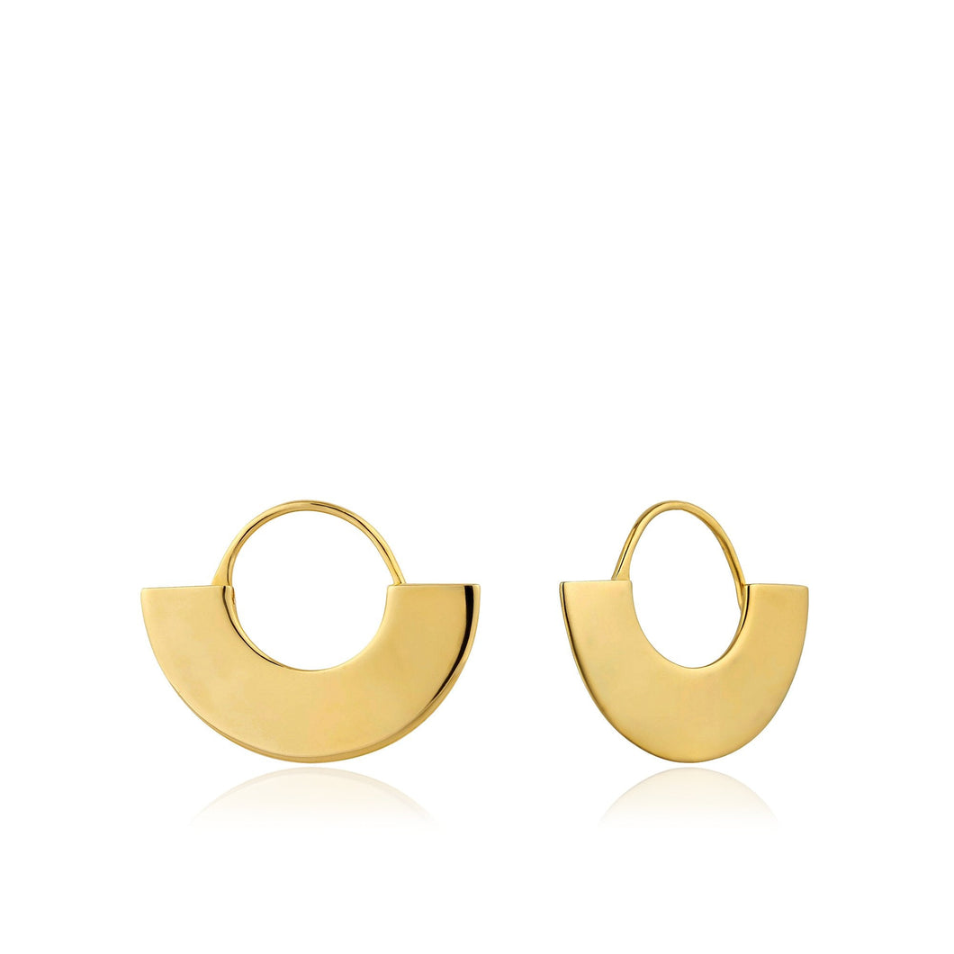 Gold Geometry Fan Hoop Earrings