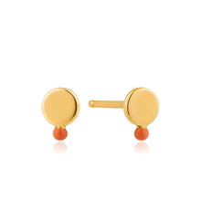 Load image into Gallery viewer, Gold Dotted Disc Stud Earrings

