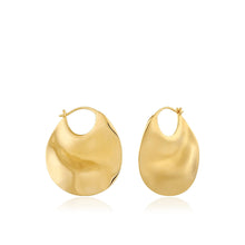 Load image into Gallery viewer, Gold Ripple Thick Hoop Earrings
