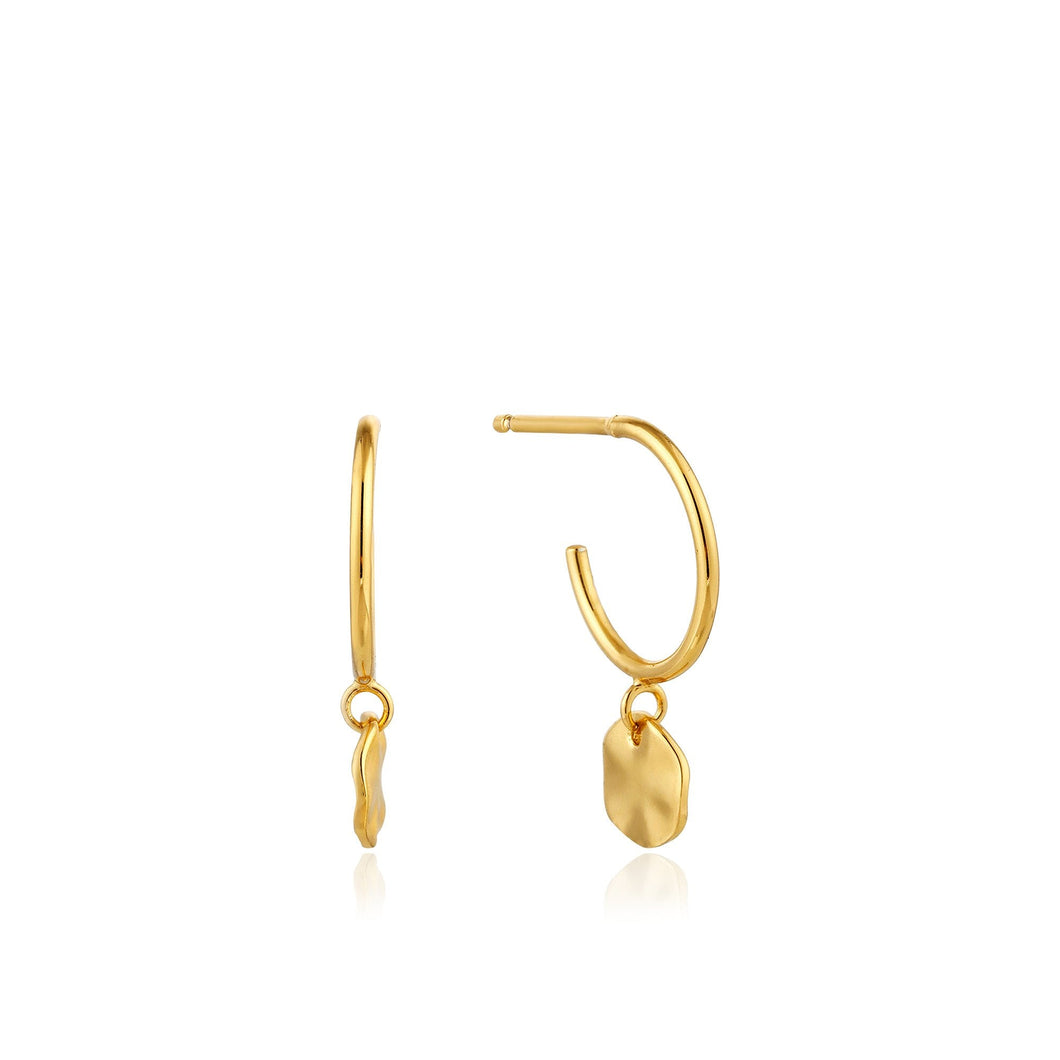 Gold Ripple Small Hoop Earrings