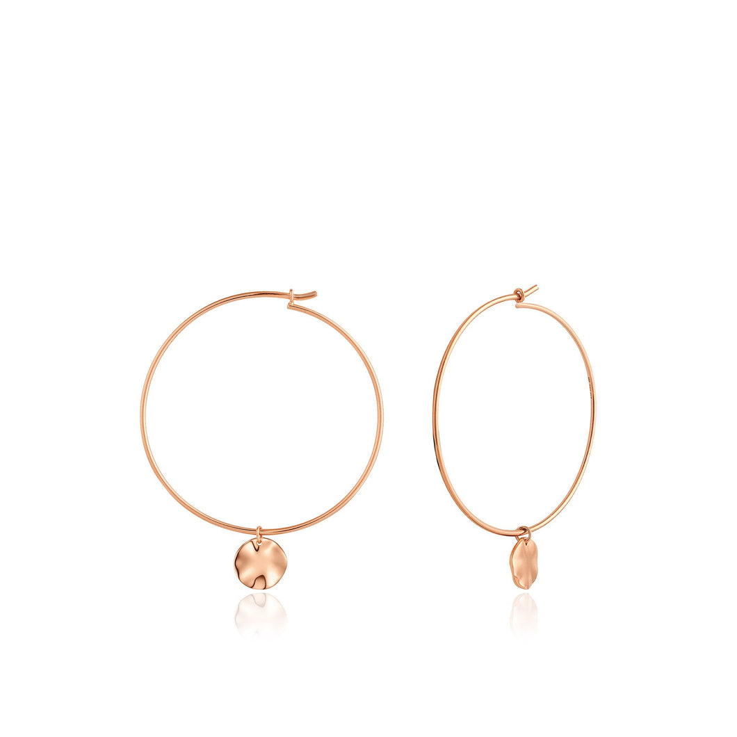Rose Gold Ripple Hoop Earrings