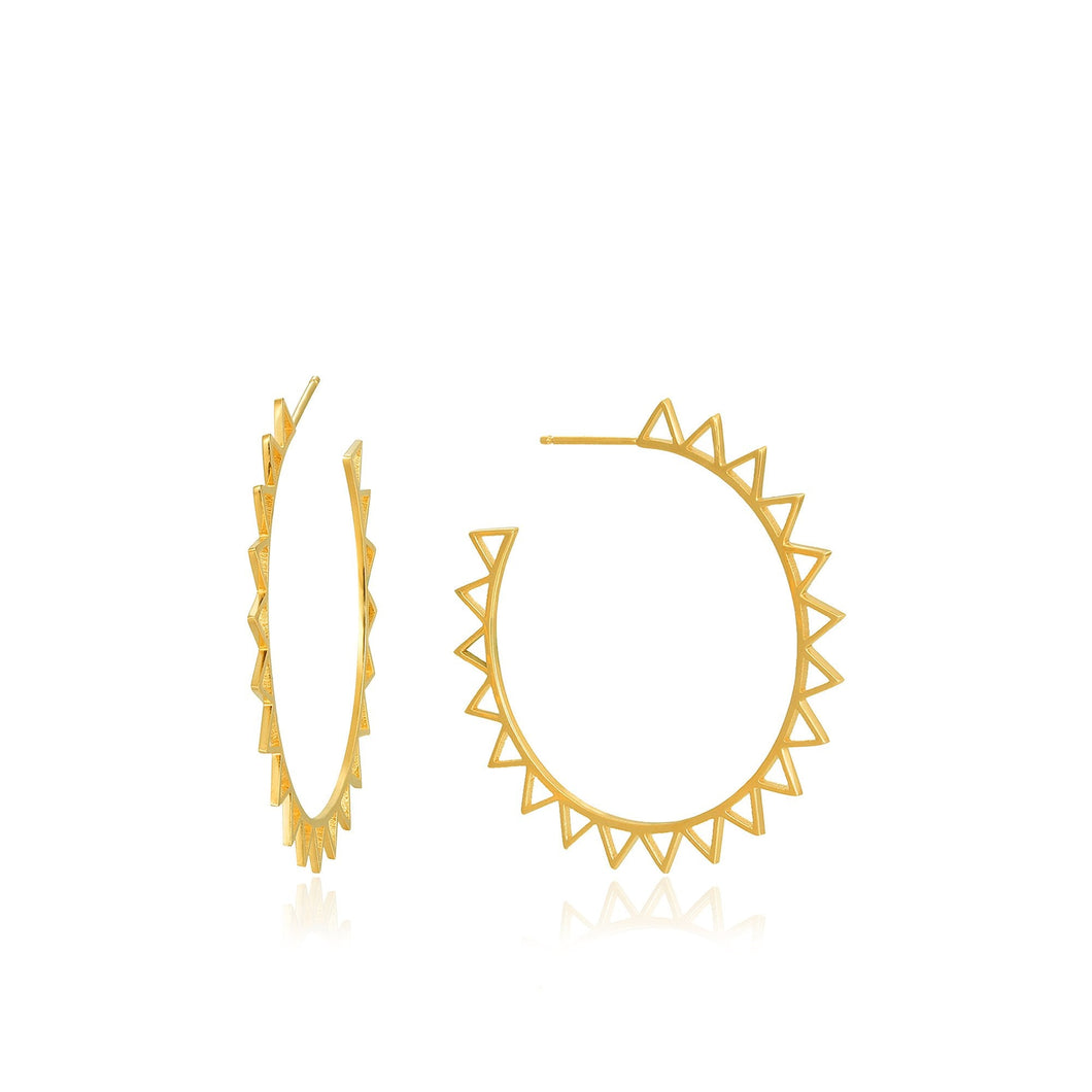 Gold Spike Hoop Earrings