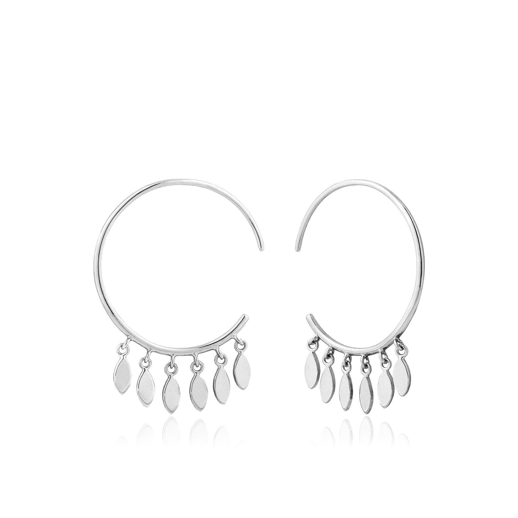 Silver Multi-Drop Hoop Earrings