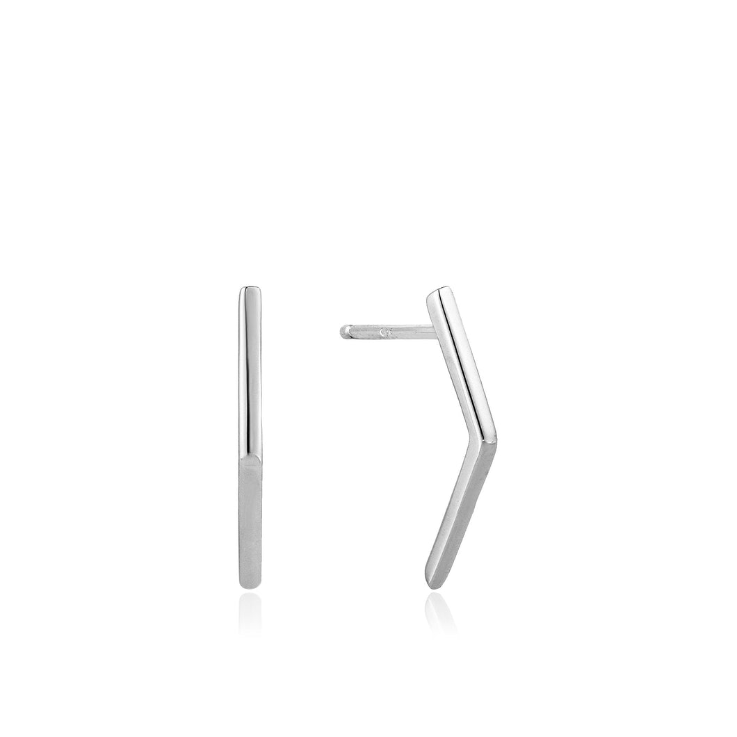 Silver Bar Stud Earrings