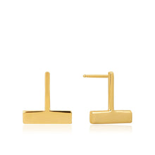 Load image into Gallery viewer, Gold Drop T Bar Stud Earrings
