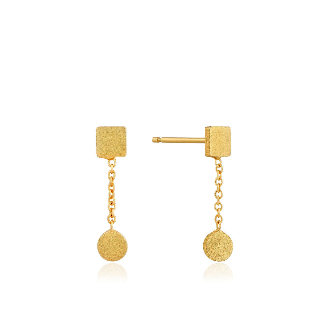 Gold Two Shape Drop Earrings