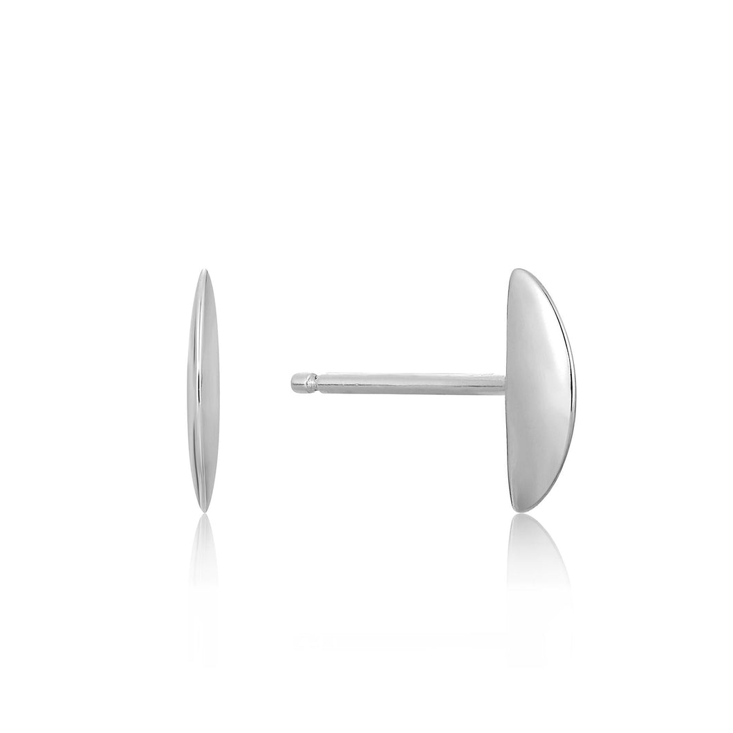 Silver Semi-Circle Stud Earrings