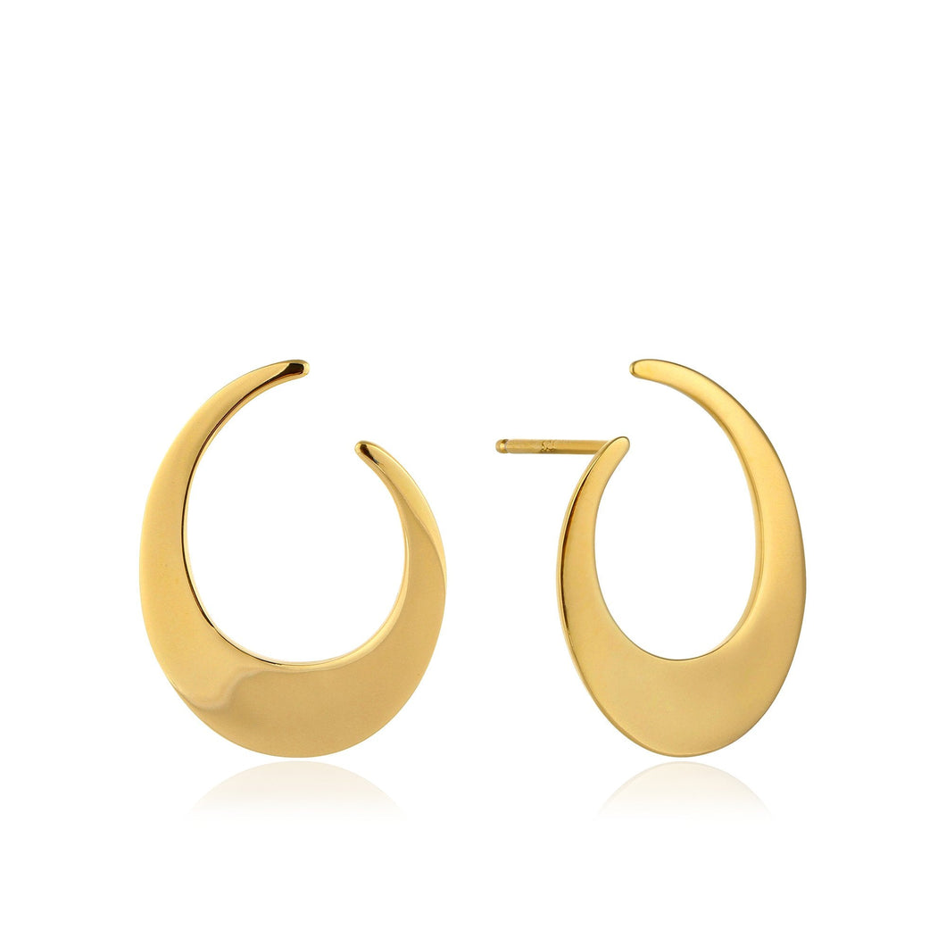 Gold Oval Twist Earrings