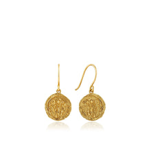 Load image into Gallery viewer, Gold Emblem Hook Earrings
