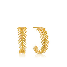 Load image into Gallery viewer, Gold Palm Hoop Earrings
