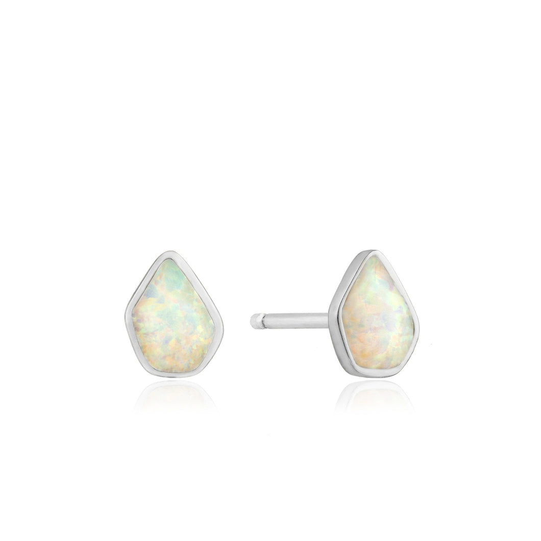 Opal Color Silver Stud Earrings