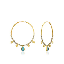 Load image into Gallery viewer, Turquoise Labradorite Gold Hoop Earrings
