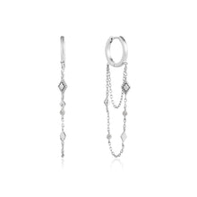 Load image into Gallery viewer, Silver Bohemia Chain Drop Mini Hoops
