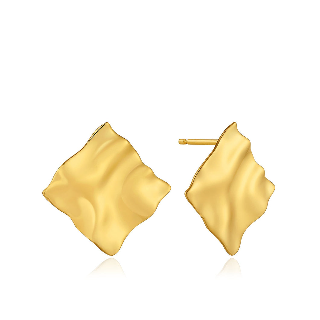 Gold Crush Square Stud Earrings