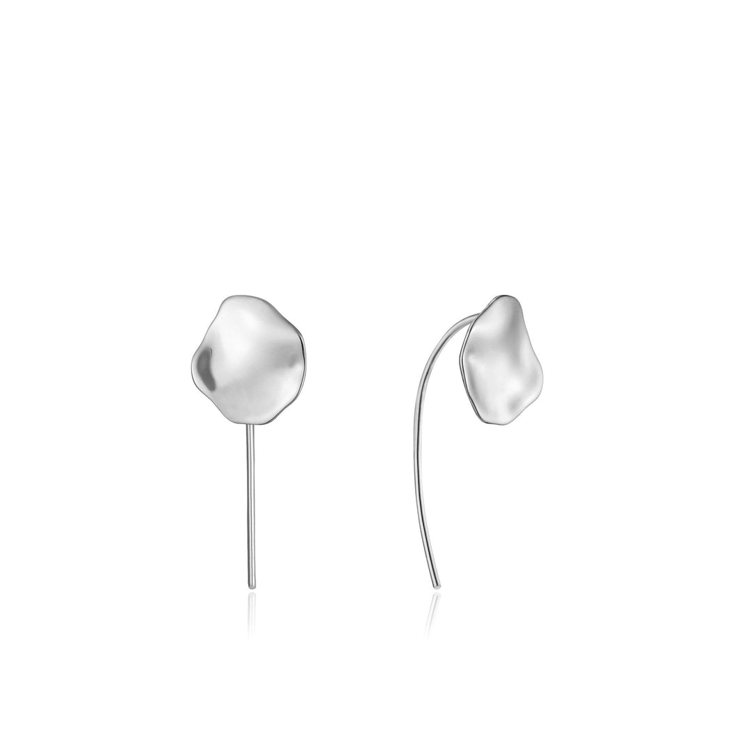 Silver Crush Disc Solid Drop Earrings