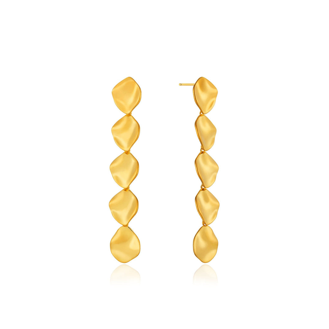 Gold Crush Multiple Discs Drop Earrings