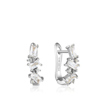 Load image into Gallery viewer, Silver Cluster Huggie Earrings

