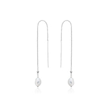 Load image into Gallery viewer, Silver Pearl Threader Earrings
