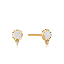 Load image into Gallery viewer, Gold Mother Of Pearl Stud Earrings
