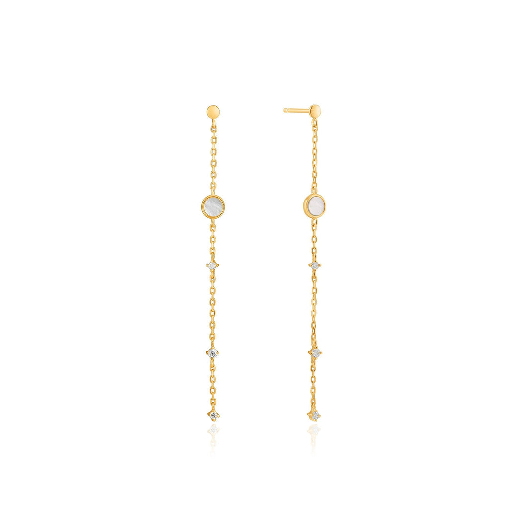 Gold Mother Of Pearl Drop Earrings