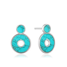 Load image into Gallery viewer, Silver Turquoise Disc Ear Jackets
